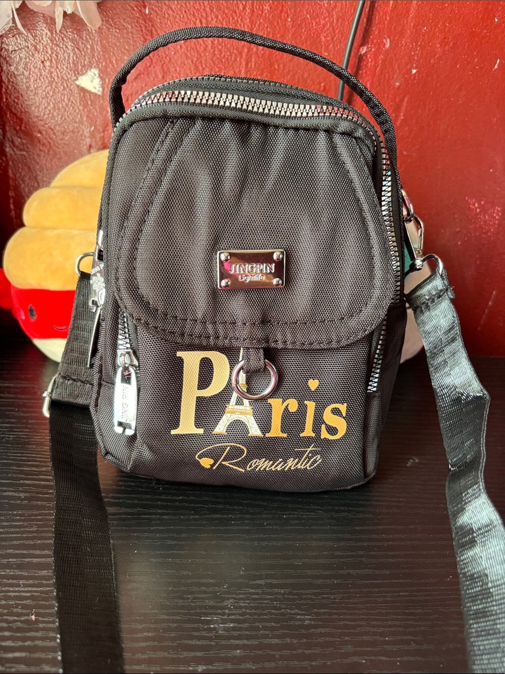 Black 'Paris' Compact Crossbody Bag